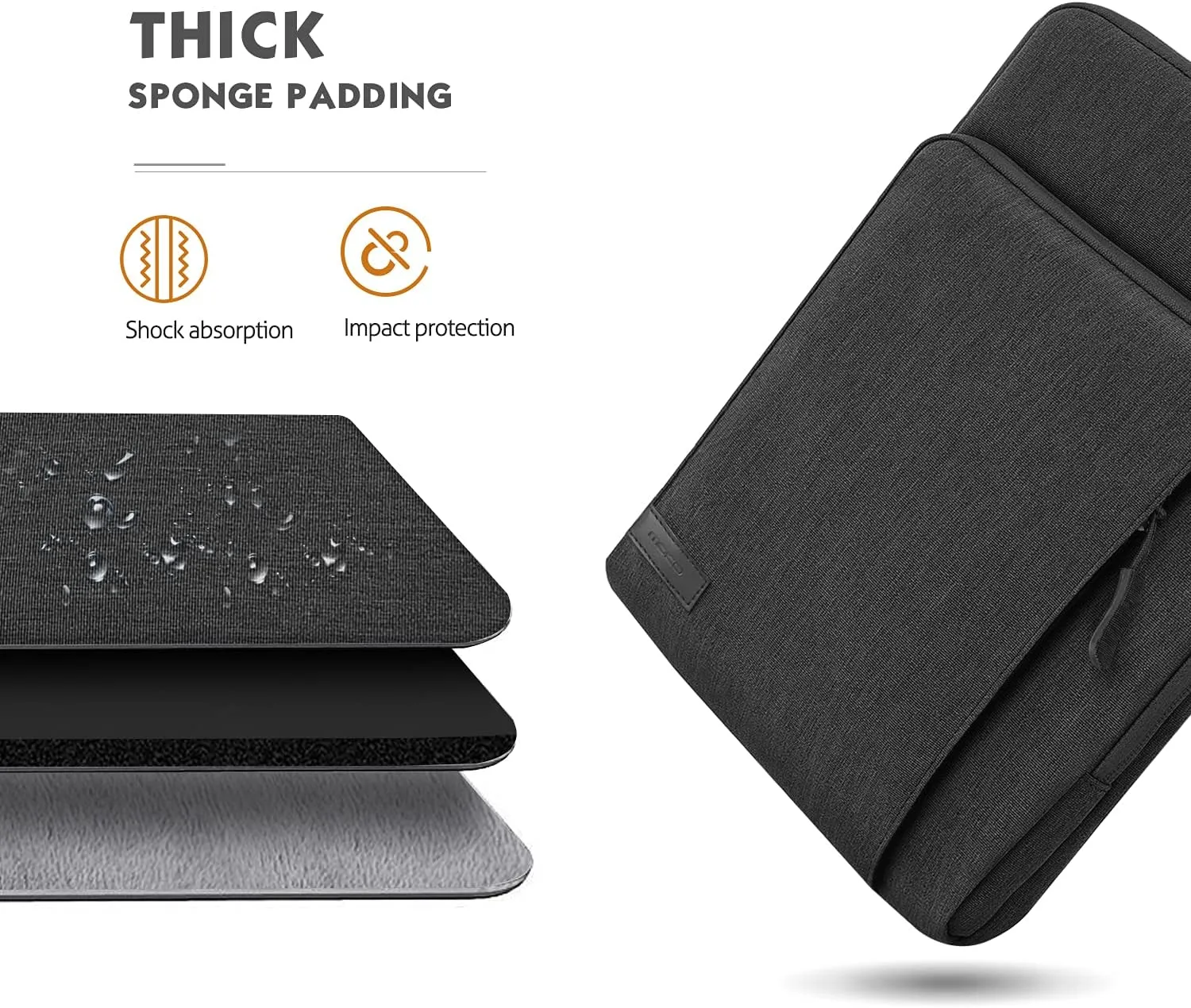 MoKo 12.9 Inch Tablet Sleeve Bag Carrying Case with Pockets Fits 13 Inch New iPad Pro M4 & Air M2 2024, iPad Pro 12.9 M2&M1, Surface Laptop Go 12.4", Galaxy Tab S8 /S9  12.4", Black & Gray