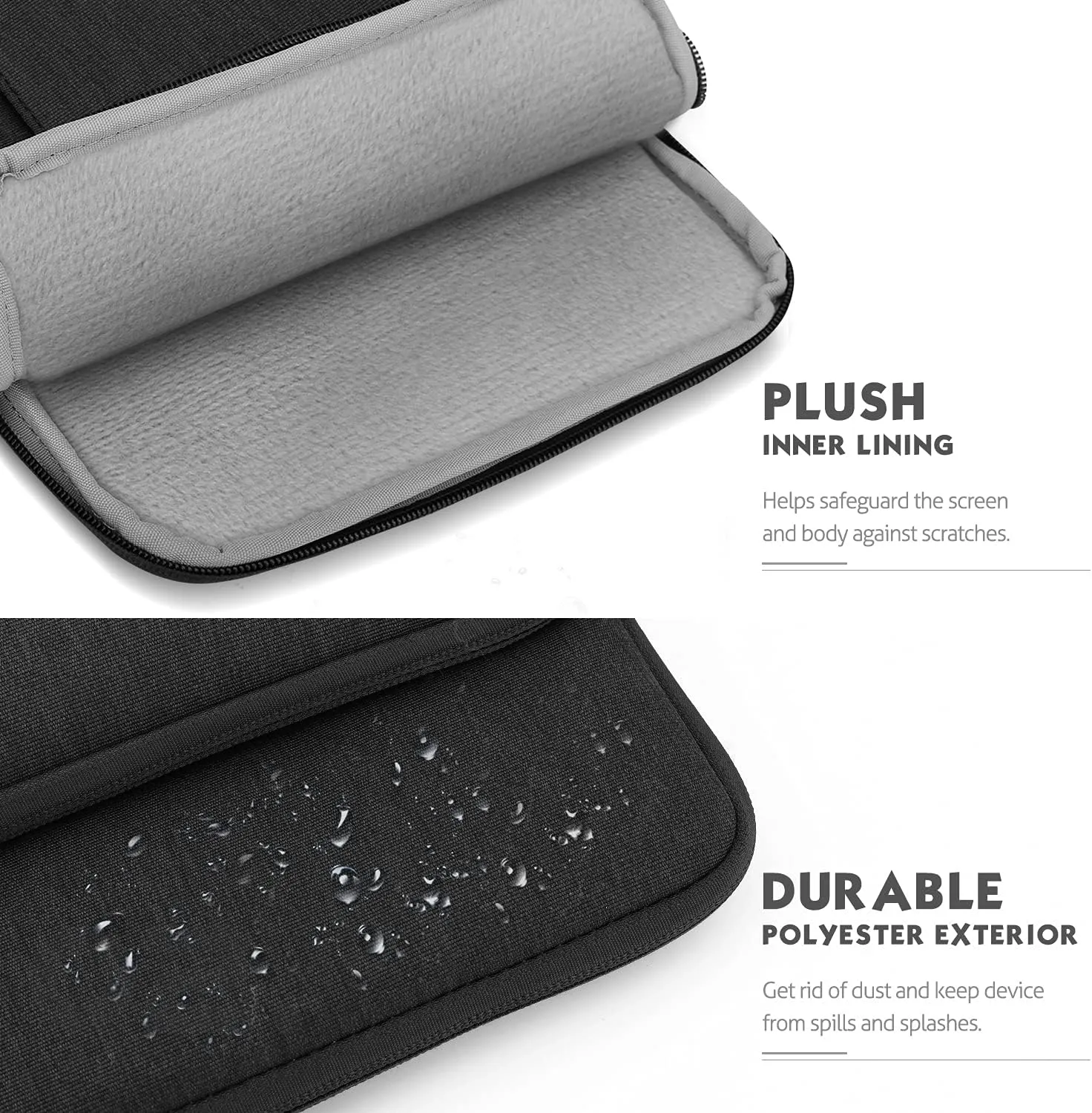MoKo 12.9 Inch Tablet Sleeve Bag Carrying Case with Pockets Fits 13 Inch New iPad Pro M4 & Air M2 2024, iPad Pro 12.9 M2&M1, Surface Laptop Go 12.4", Galaxy Tab S8 /S9  12.4", Black & Gray