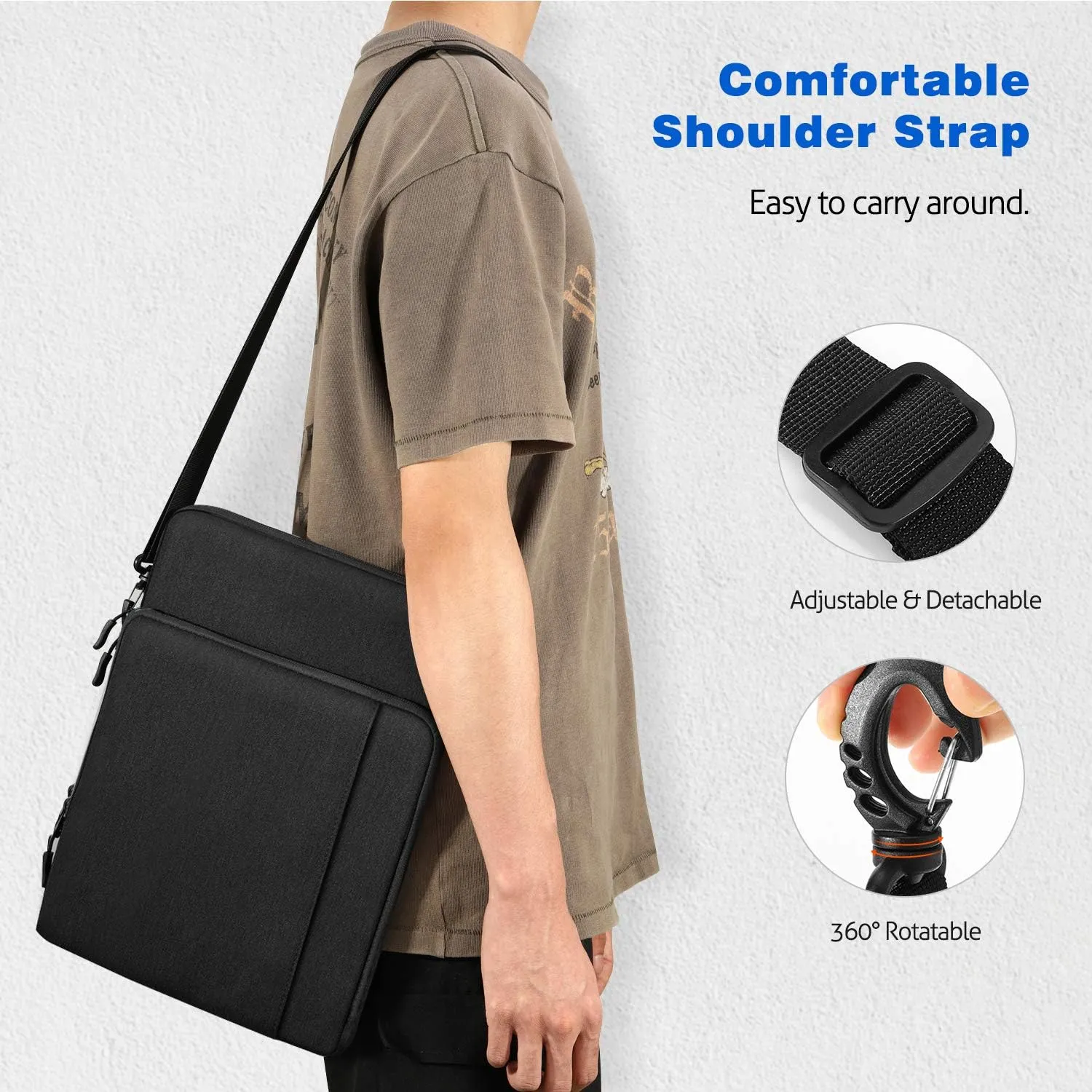 MoKo 12.9 Inch Tablet Sleeve Bag Carrying Case with Pockets Fits 13 Inch New iPad Pro M4 & Air M2 2024, iPad Pro 12.9 M2&M1, Surface Laptop Go 12.4", Galaxy Tab S8 /S9  12.4", Black & Gray