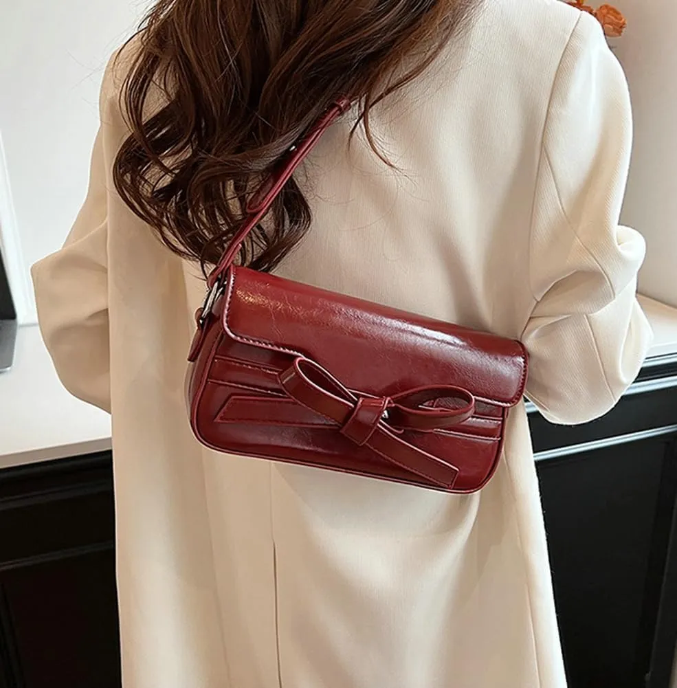 Molodo Shoulder Bags for Women 2024 Bow Purse Women's Crossbody Handbags Versatile Trending Purses Aesthetic Underarm Bag