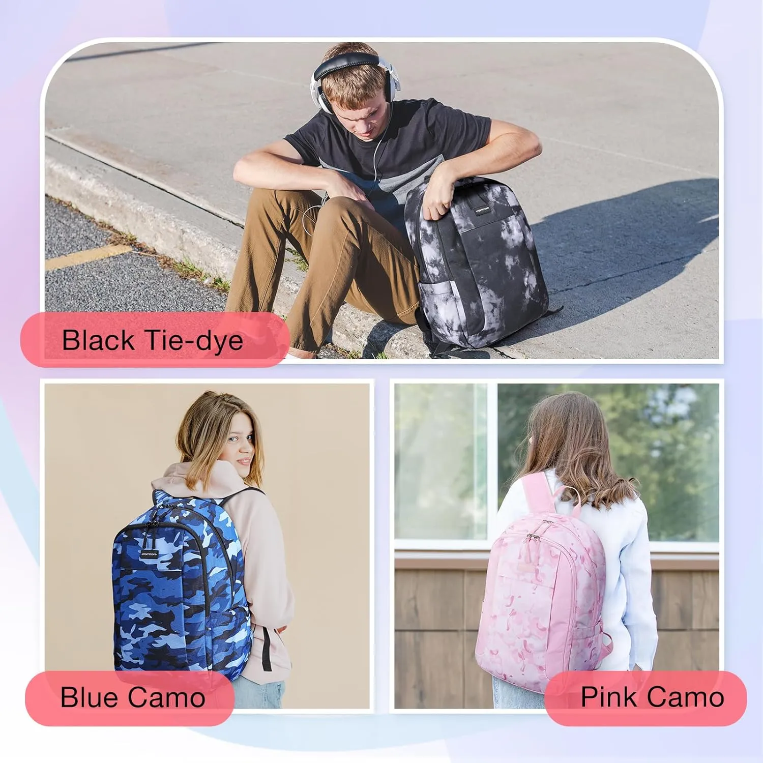 mommore School Backpack for Girls Boys Kids Lightweight Bookbag Elementary School Bag Water-Resistant BookBag