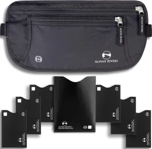 Money Belt - RFID Blocking Hidden Travel Wallet with 7 Bonus Sleeves