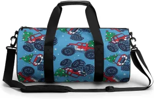 Monster Truck Cars Duffelbag Utility Bag Cylindrical Duffelbags Picnic Bags Gym Satchel Durable Handbag Convertible Duffle 17.7in/9in/9in