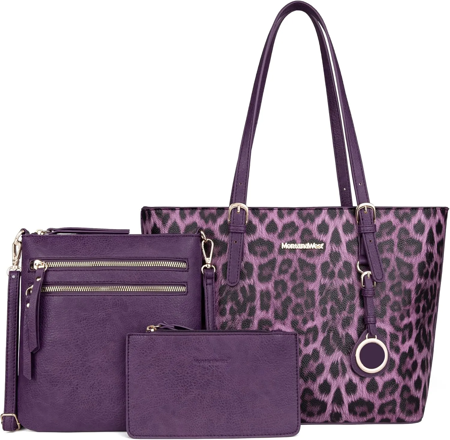 Montana West Purses for Women Tote Bag 3Pcs Set Leopard Print Satchel Handbags