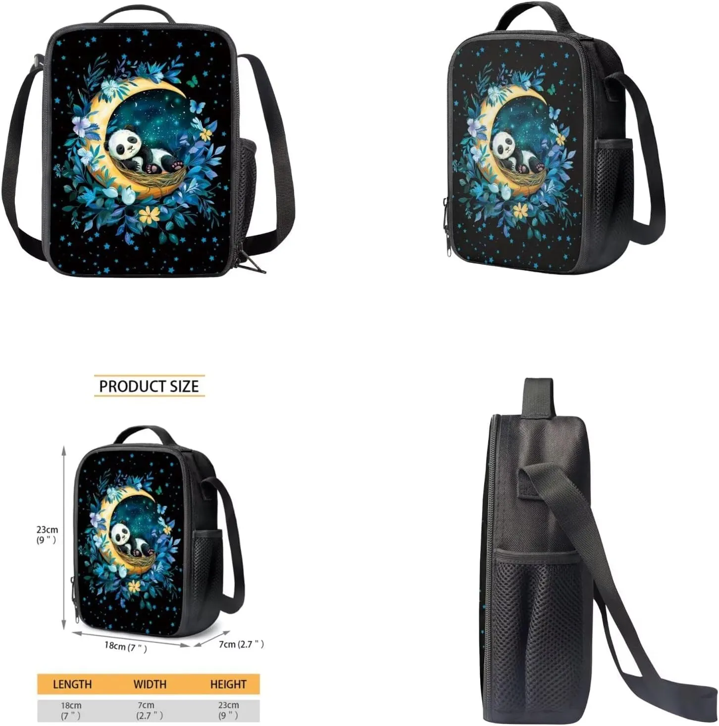 Moon Panda Bookbags for 6th Grade Girls Backpack and Lunch Box Set Lightweight School Bags for Girls Elementary Backpacks with Pencil Purse Bottle Sleeve Back to School Gifts
