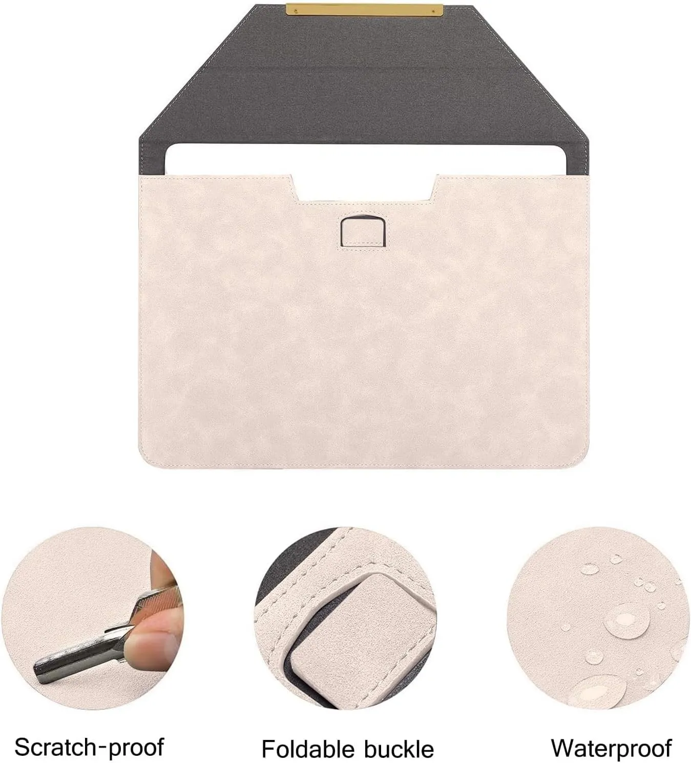 MOSISO Laptop Case 13.3 inch, 13-13.3 inch Laptop Sleeve Compatible with MacBook Air/Pro 13 / Pro 14, HP Dell ASUS Lenovo Notebook, Matte PU Leather Flap Case with Small Bag, Apricot