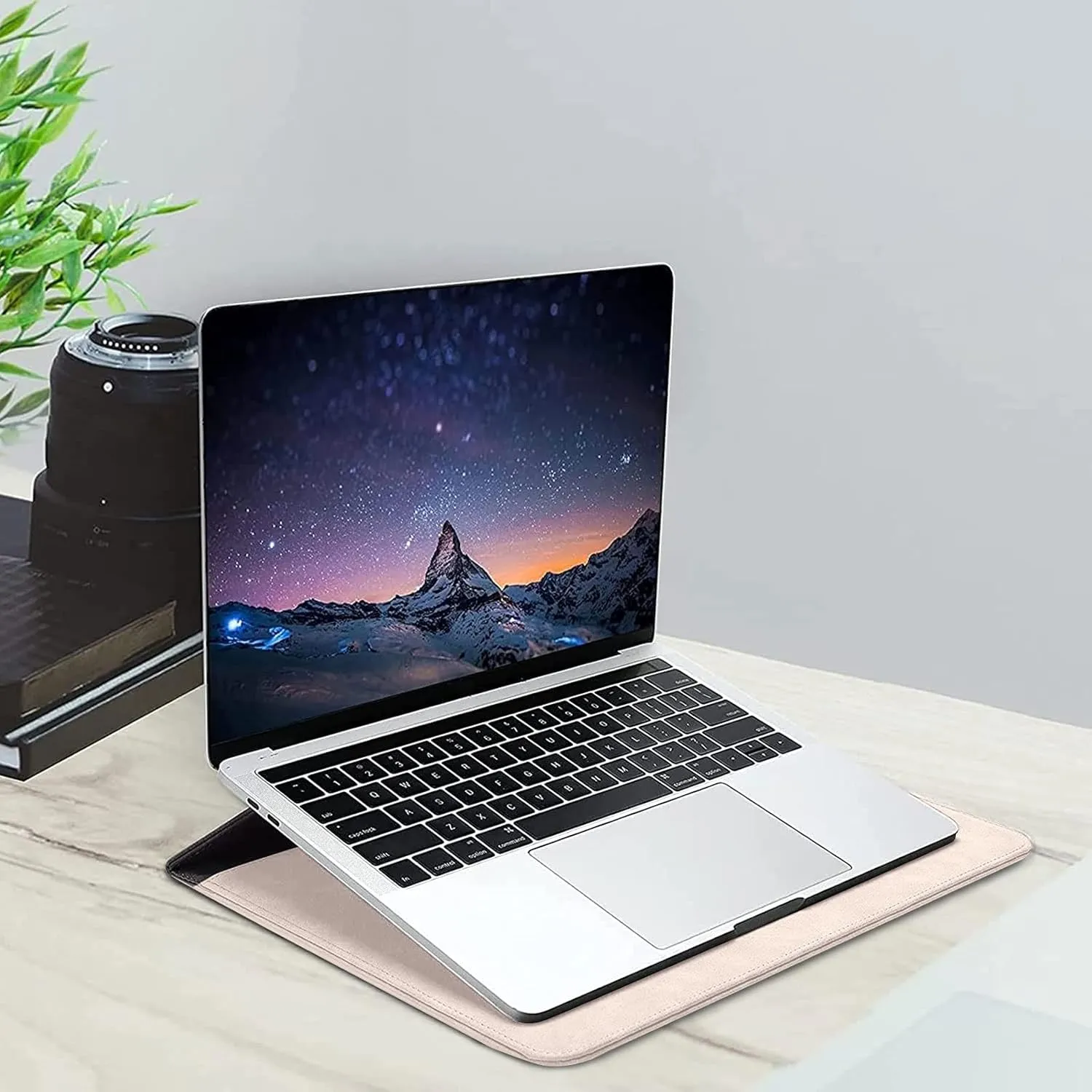 MOSISO Laptop Case 13.3 inch, 13-13.3 inch Laptop Sleeve Compatible with MacBook Air/Pro 13 / Pro 14, HP Dell ASUS Lenovo Notebook, Matte PU Leather Flap Case with Small Bag, Apricot