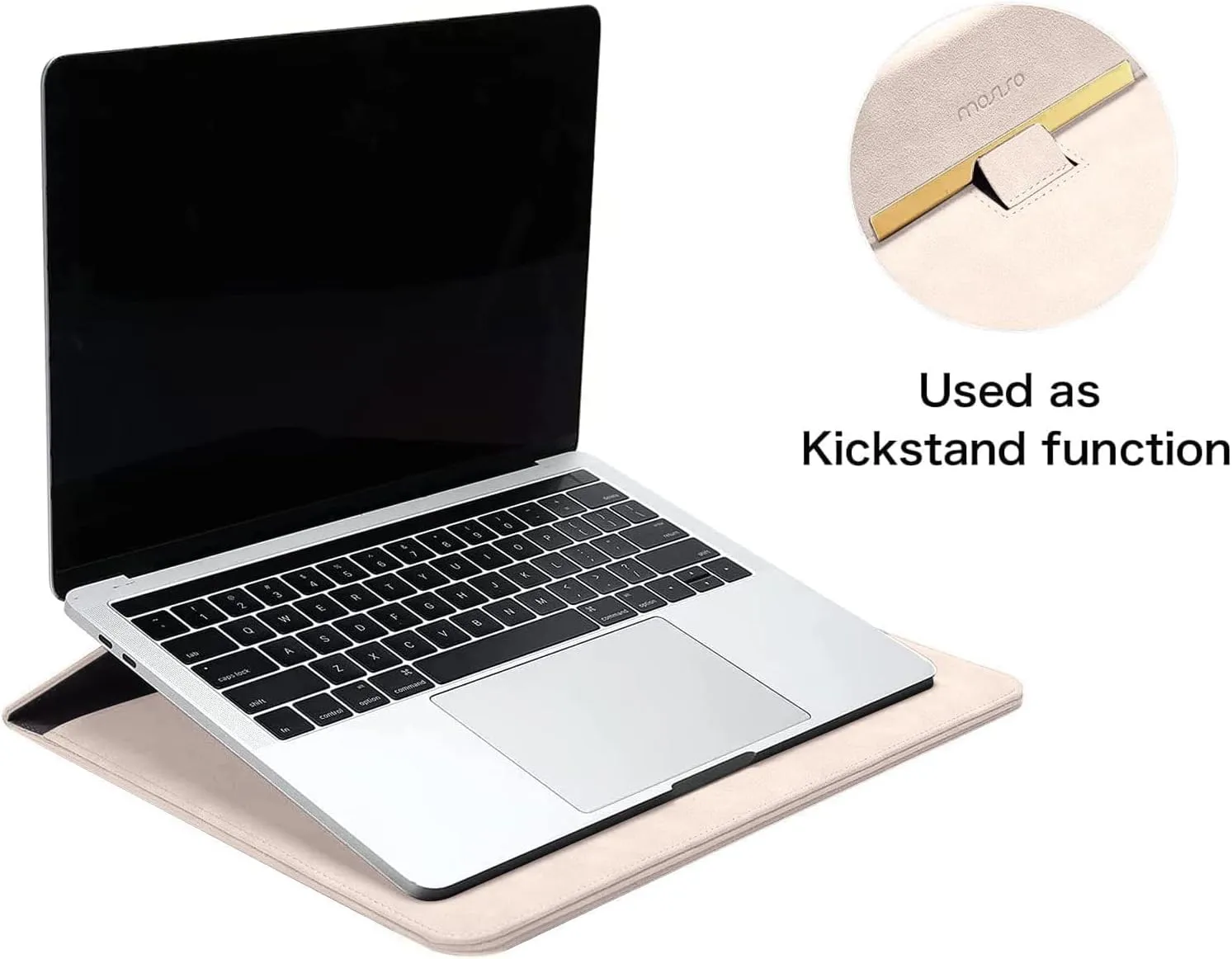 MOSISO Laptop Case 13.3 inch, 13-13.3 inch Laptop Sleeve Compatible with MacBook Air/Pro 13 / Pro 14, HP Dell ASUS Lenovo Notebook, Matte PU Leather Flap Case with Small Bag, Apricot