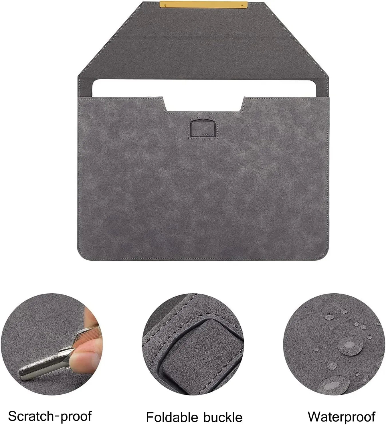 MOSISO Laptop Case 13.3 inch, 13-13.3 inch Laptop Sleeve Compatible with MacBook Air/Pro 13 / Pro 14, HP Dell ASUS Lenovo Notebook, Matte PU Leather Flap Case with Small Bag, Gray