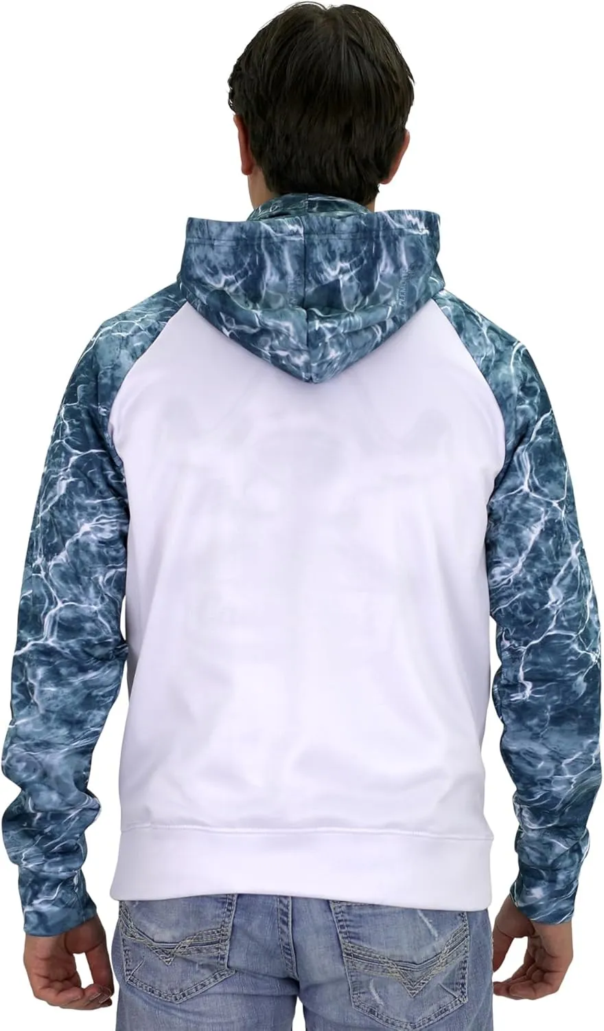Mossy Oak Mens Fishing Hoodie, UV SPF Sun Protection Camo Fishing Sweatshirt with Face Mask Gaiter