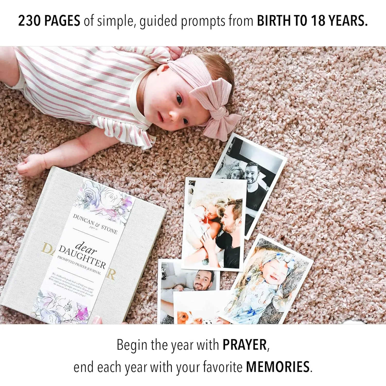 Mother Daughter Journal – Durable Dear Daughter Journal Keepsake – Linen Baby Memory Book - Unique Gifts for Daughter (Cream, 230 Pages)