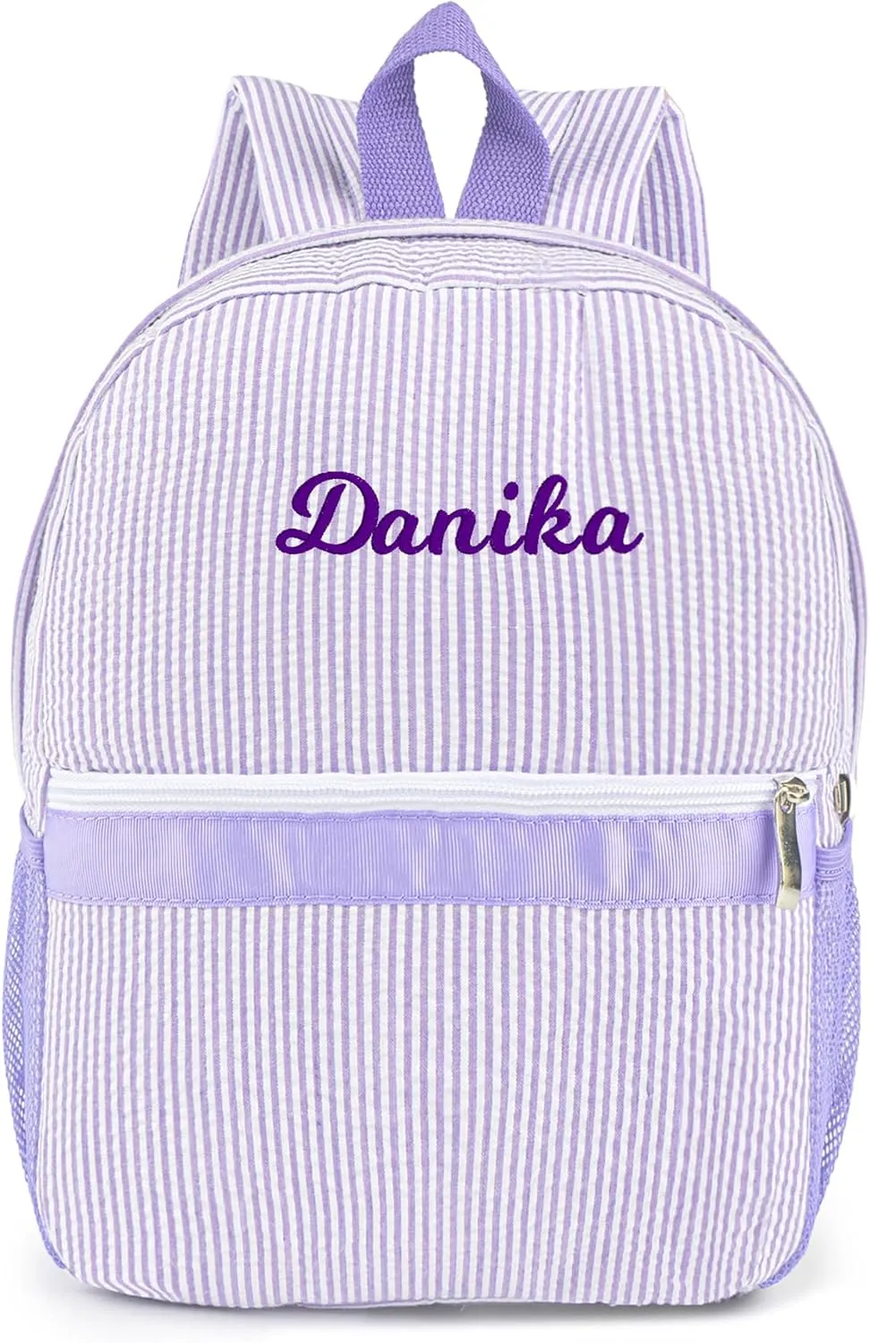 MT WORLD Kids Daycare Backpack Personalized Toddler Backpack Seersucker Preschool Backpack Girls Backpack Preppy Packpacks Kids Bookbags for Daily School Birthday Gifts (Purple)