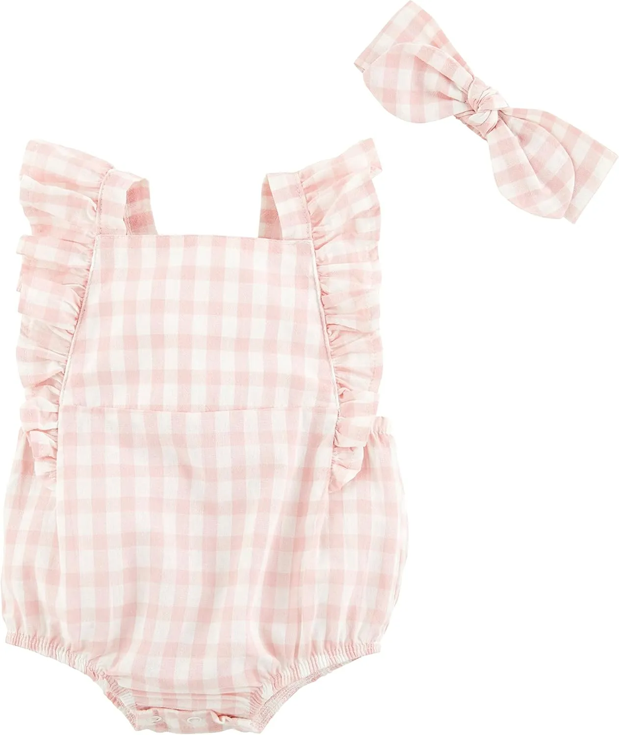 Mud Pie baby-girls Girls Pink Gingham Bubble & Headband Set