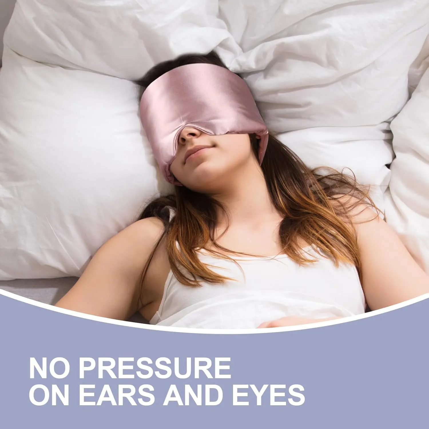 Mulberry Silk Sleep Mask for Side and Back Sleepers, Blackout Eye Mask for Sleeping for Women Men with Adjustable Band, Comfortable Soft Pressureless Eye Cover for Sleeping in Large Size
