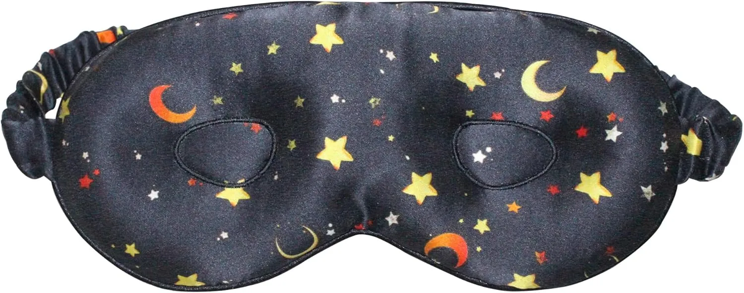 Mulberry Silk Sleeping Eye Mask For Lash Extensions Organic 22 Momme Women Adjustable 3d Eye Mask Eyelash Protector Sleep Mask With Eye Cups Contoured For Travel on Airplane Blindfold (Stars)