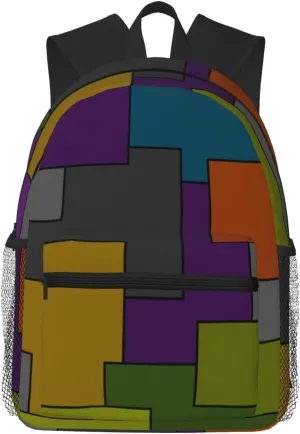 Multicolor Geometric Abstract Art Lightweight Packable Backpack Travel Casual Hiking Daypack Foldable Backpack For Men Women