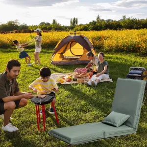 Multifunctional Folding Portable Chair with 14-Position Recliner, Lightweight and Easy Carry Bag for Outdoor Activities, Light Green