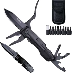 Multitool Pocket Knife for Men, Tactical Folding Multi Tool, Multipurpose Utility Plier Set, Dad Gifts for Fathers Day, Camping, Survival, Hiking Gear Kit