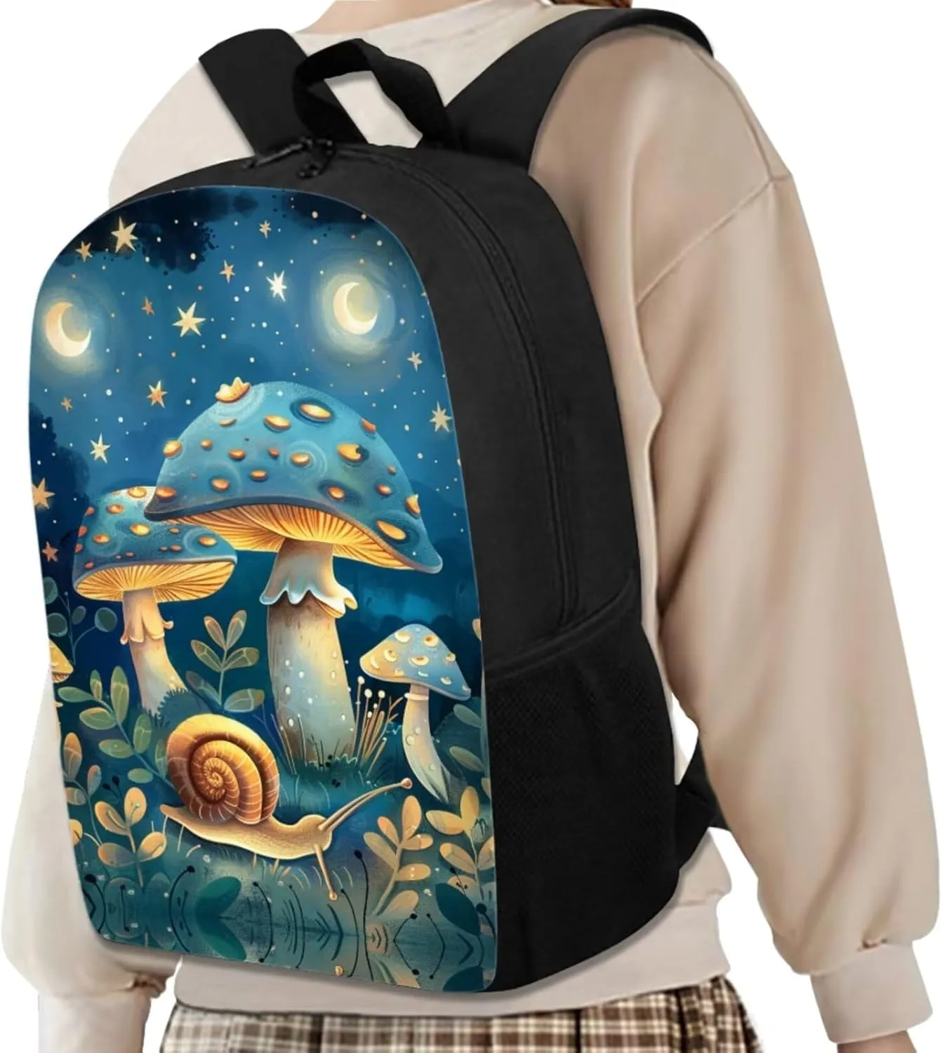 Mushroom Backpacks with Lunch Box and Pencil Case for Girl and Keychain Wristlet Large Capacity Fashion School Bag for Boys 6-14, Fit Back to School Gifts