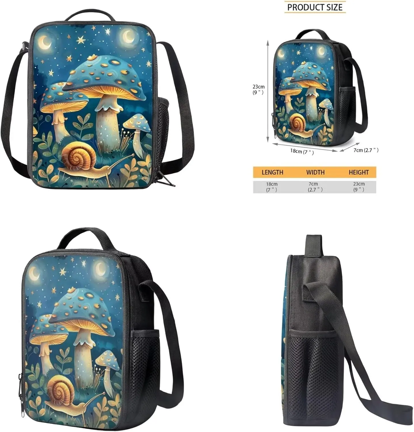 Mushroom Backpacks with Lunch Box and Pencil Case for Girl and Keychain Wristlet Large Capacity Fashion School Bag for Boys 6-14, Fit Back to School Gifts