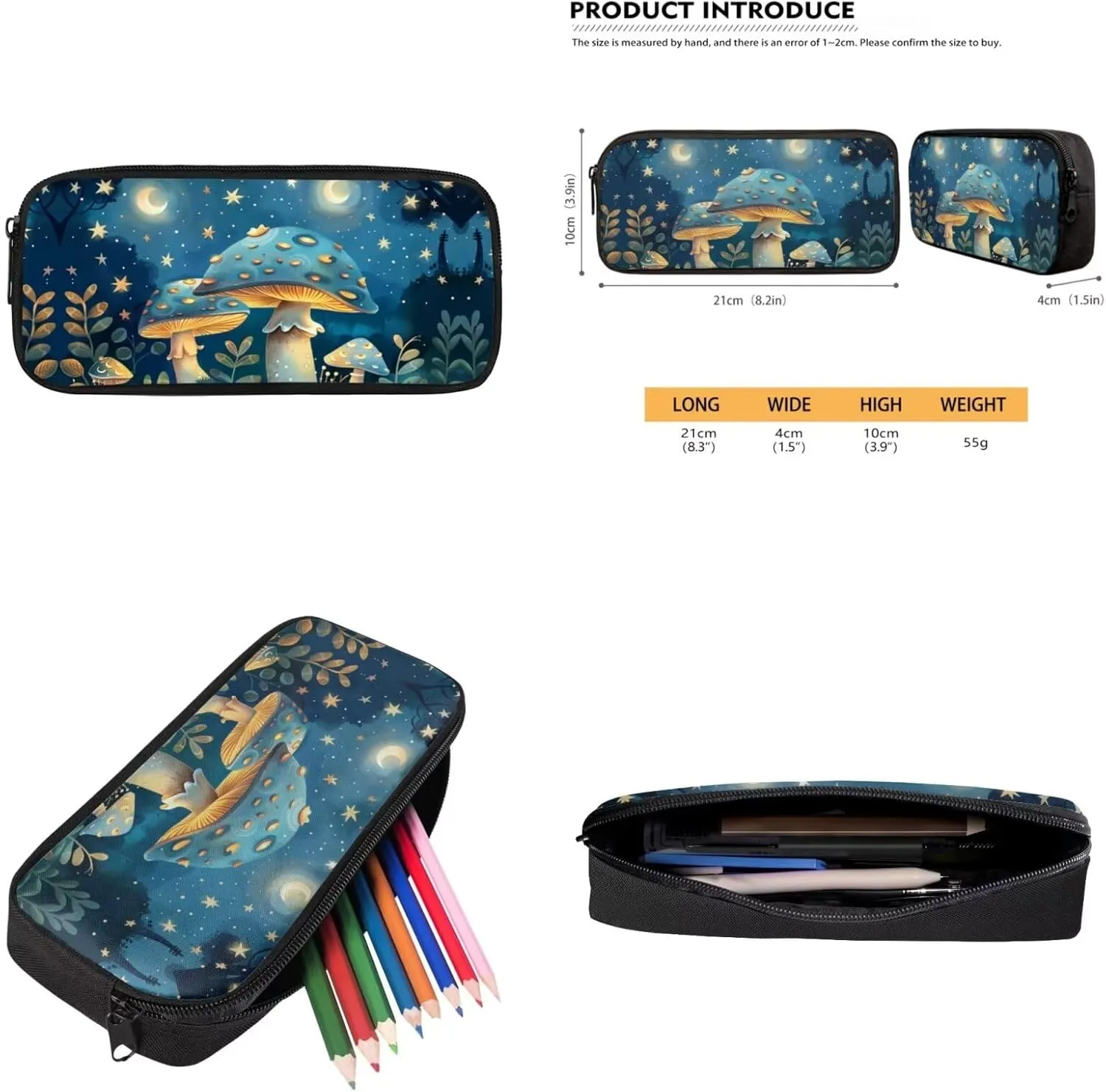 Mushroom Backpacks with Lunch Box and Pencil Case for Girl and Keychain Wristlet Large Capacity Fashion School Bag for Boys 6-14, Fit Back to School Gifts