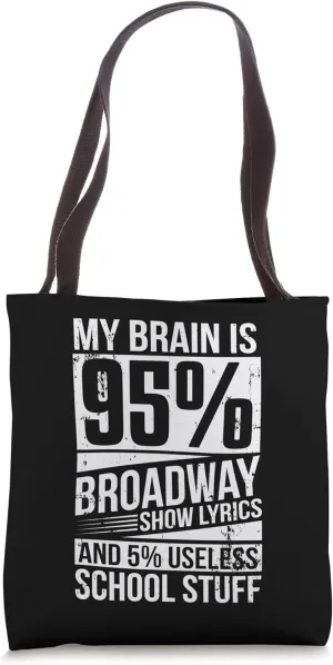 My Brain Is Broadway Lyrics And School Tote Bag