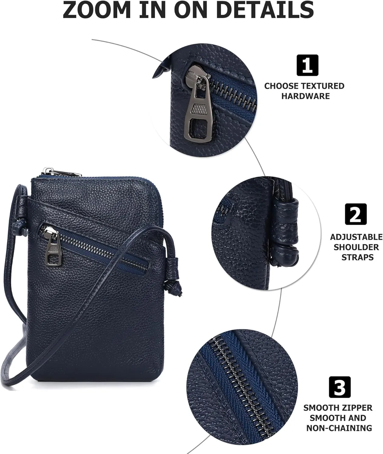 myfriday Genuine Leather Small Crossbody Purses for Women Universal Mini Cell Phone Purse - Small/Large Size Option