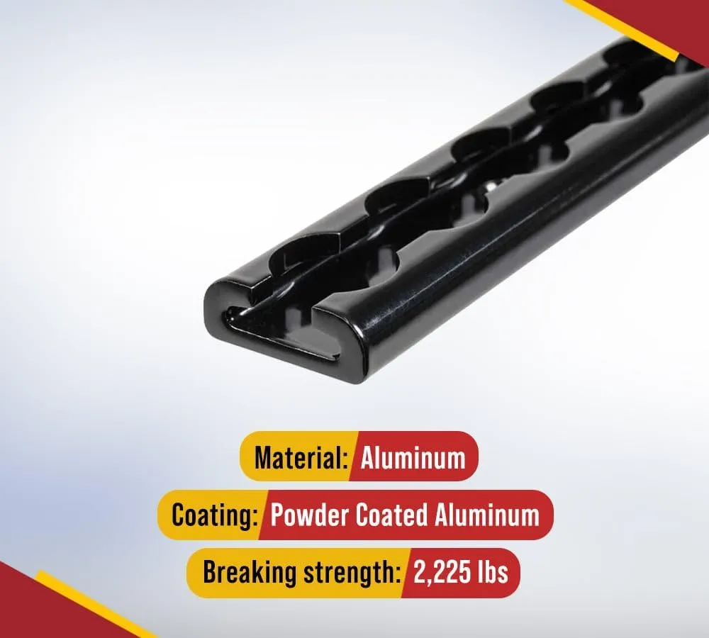 Mytee Products 8 Pack Heavy Duty Aluminum 1ft L-Track Trailer Tie Down Rail for Enclosed, Utility Trailers, Cargo Vans, Truck Beds, Securing Motorcycles, ATVs, Dirt Bikes - 2,225 lbs BS - Black