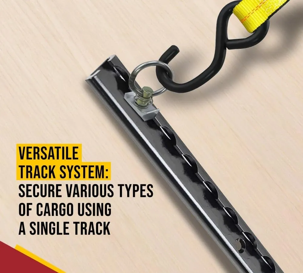Mytee Products 8 Pack Heavy Duty Aluminum 1ft L-Track Trailer Tie Down Rail for Enclosed, Utility Trailers, Cargo Vans, Truck Beds, Securing Motorcycles, ATVs, Dirt Bikes - 2,225 lbs BS - Black