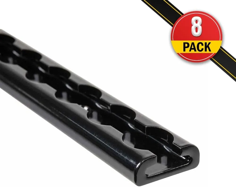 Mytee Products 8 Pack Heavy Duty Aluminum 1ft L-Track Trailer Tie Down Rail for Enclosed, Utility Trailers, Cargo Vans, Truck Beds, Securing Motorcycles, ATVs, Dirt Bikes - 2,225 lbs BS - Black
