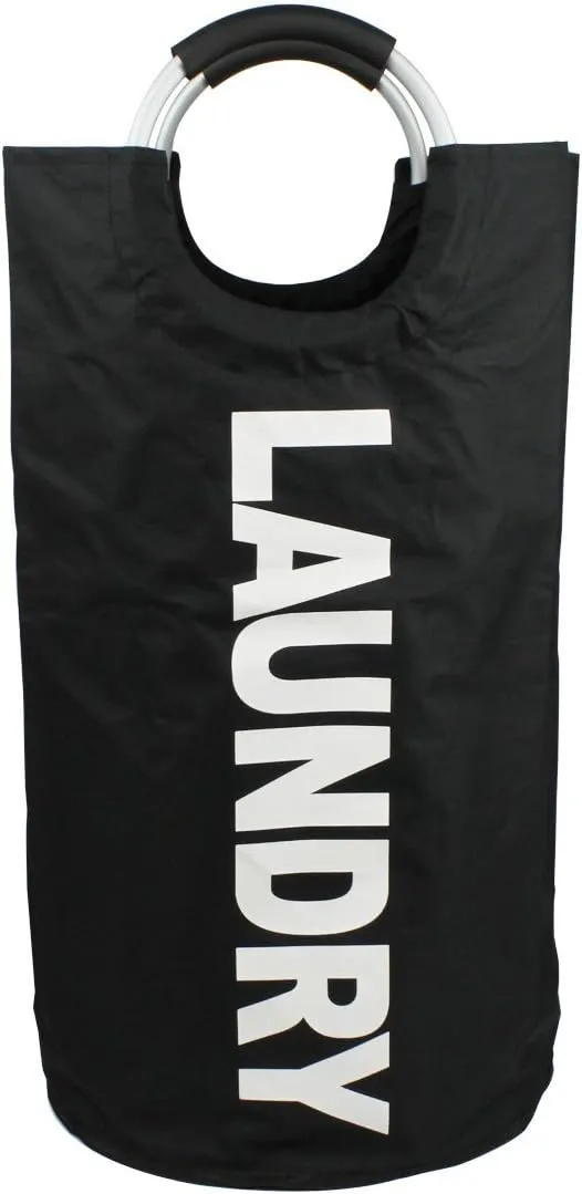 Mziart 90L Large Collapsible Laundry Hamper Laundry Basket with Alloy Handles for College, Camping and Home, Heavy Duty and Durable Thicken Foldable Clothes Storage Washing Bag (Black)