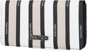 Nautica Seaside Slim Womens Wallet RFID Blocking Credit Card Holder, Coin Purse, Checkbook Organizer Clutch, Small Vegan Leather Wallet for Travel, Multi Stripe
