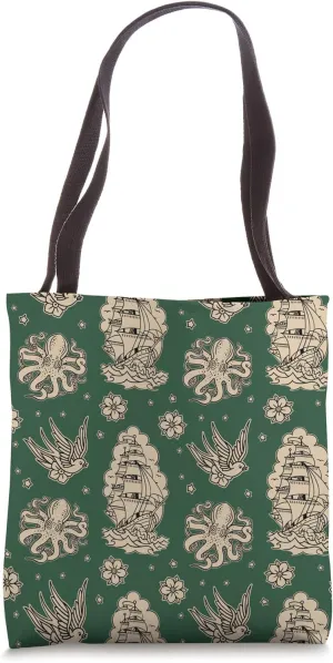 Nautical Old School Sailor Tattoo Flash Tote Bag
