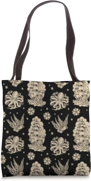 Nautical Old School Sailor Tattoo Flash Tote Bag