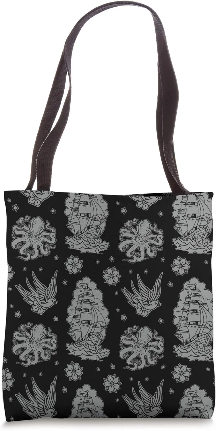Nautical Old School Sailor Tattoo Flash Tote Bag