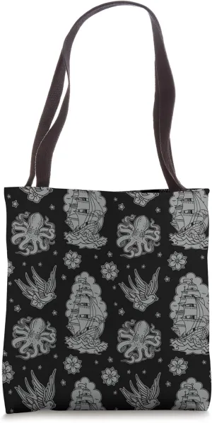 Nautical Old School Sailor Tattoo Flash Tote Bag