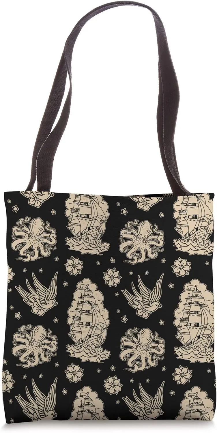 Nautical Old School Sailor Tattoo Flash Tote Bag