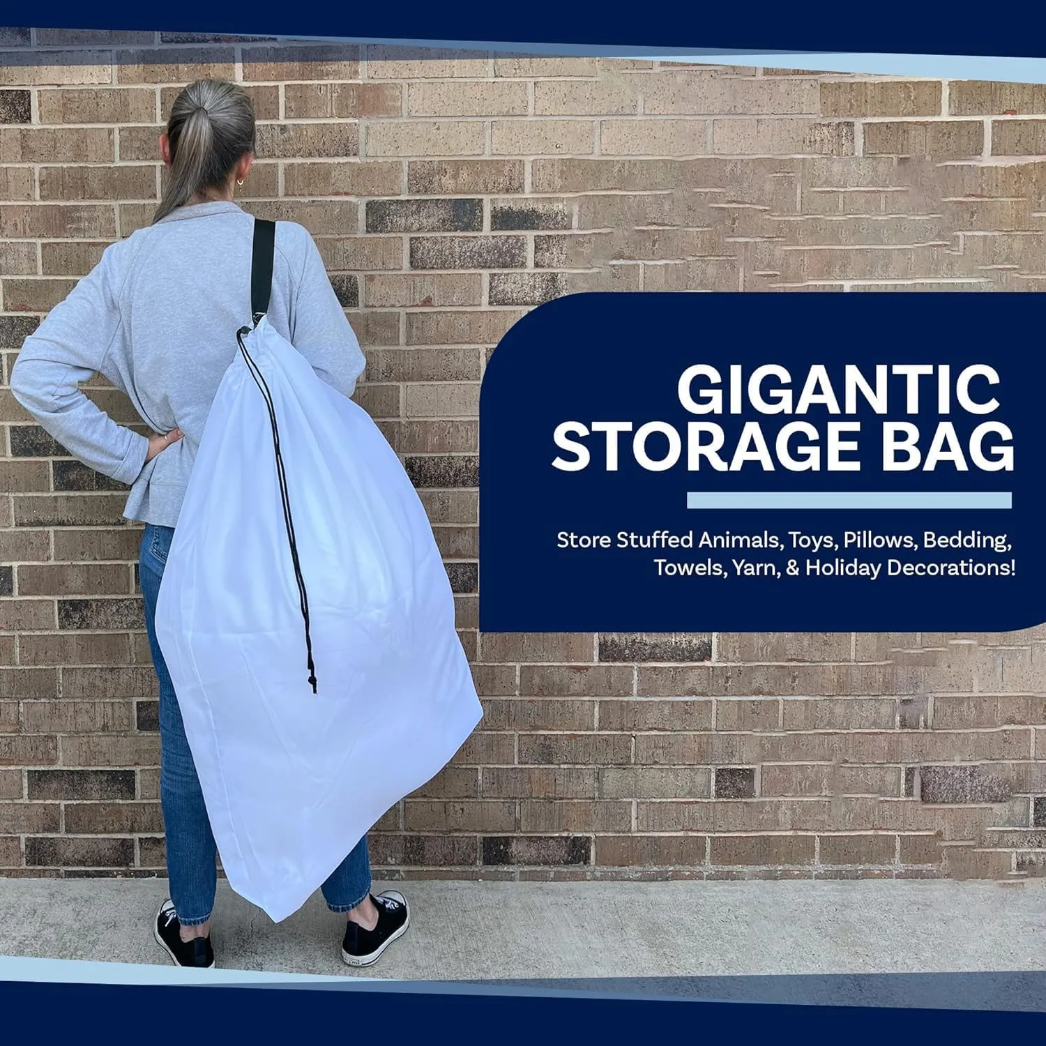 NAVY BLUE Heavy Duty Laundry Bag w/Shoulder Strap by Ultra Essentials, XXL 30" X 40" Tear Resistant Utility Bags, Dorm Hamper, Camping Tent, Sports Ball, Clothes, Yarn Storage