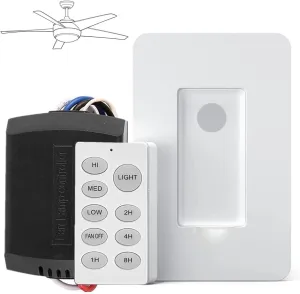 Nexete Universal Ceiling Fan Remote Control Kit,Wireless Wall Mounted Remote Control Switch & Receiver Replacement for Hunter Westinghouse Honeywell Hampton Bay (1-Pack Receiver & Scene Remote)