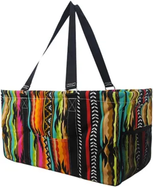 NGIL Extra Large Utility Tote Reusable Grocery Organizing Bag Oversized Collapsible for Storage, Picnic,Car, Beach (Desert Serape-black)