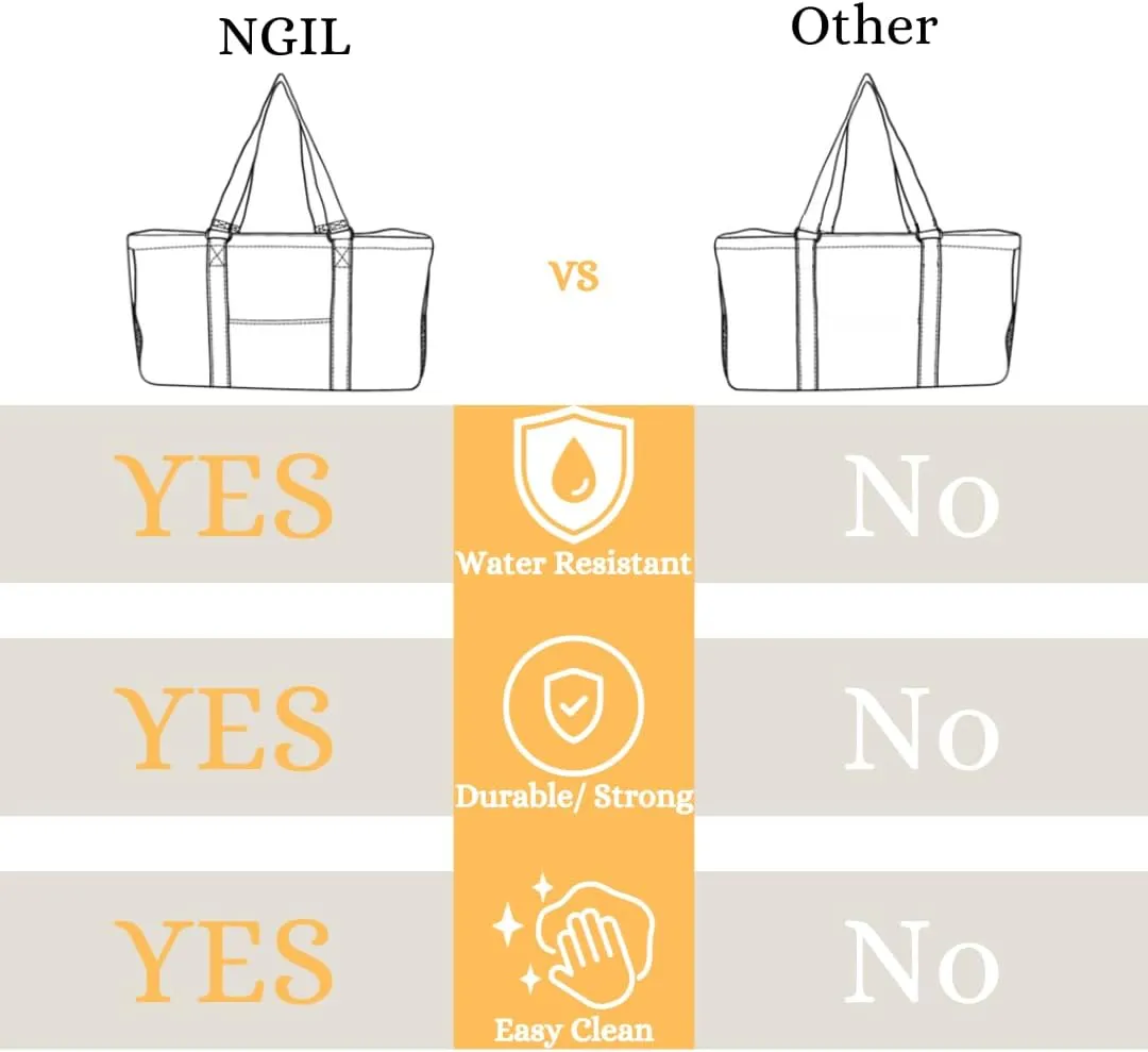 NGIL Extra Large Utility Tote Reusable Grocery Organizing Bag Oversized Collapsible for Storage, Picnic,Car, Beach (Desert Serape-black)