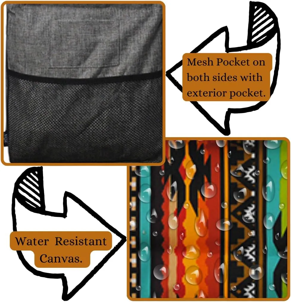 NGIL Extra Large Utility Tote Reusable Grocery Organizing Bag Oversized Collapsible for Storage, Picnic,Car, Beach (Desert Serape-black)