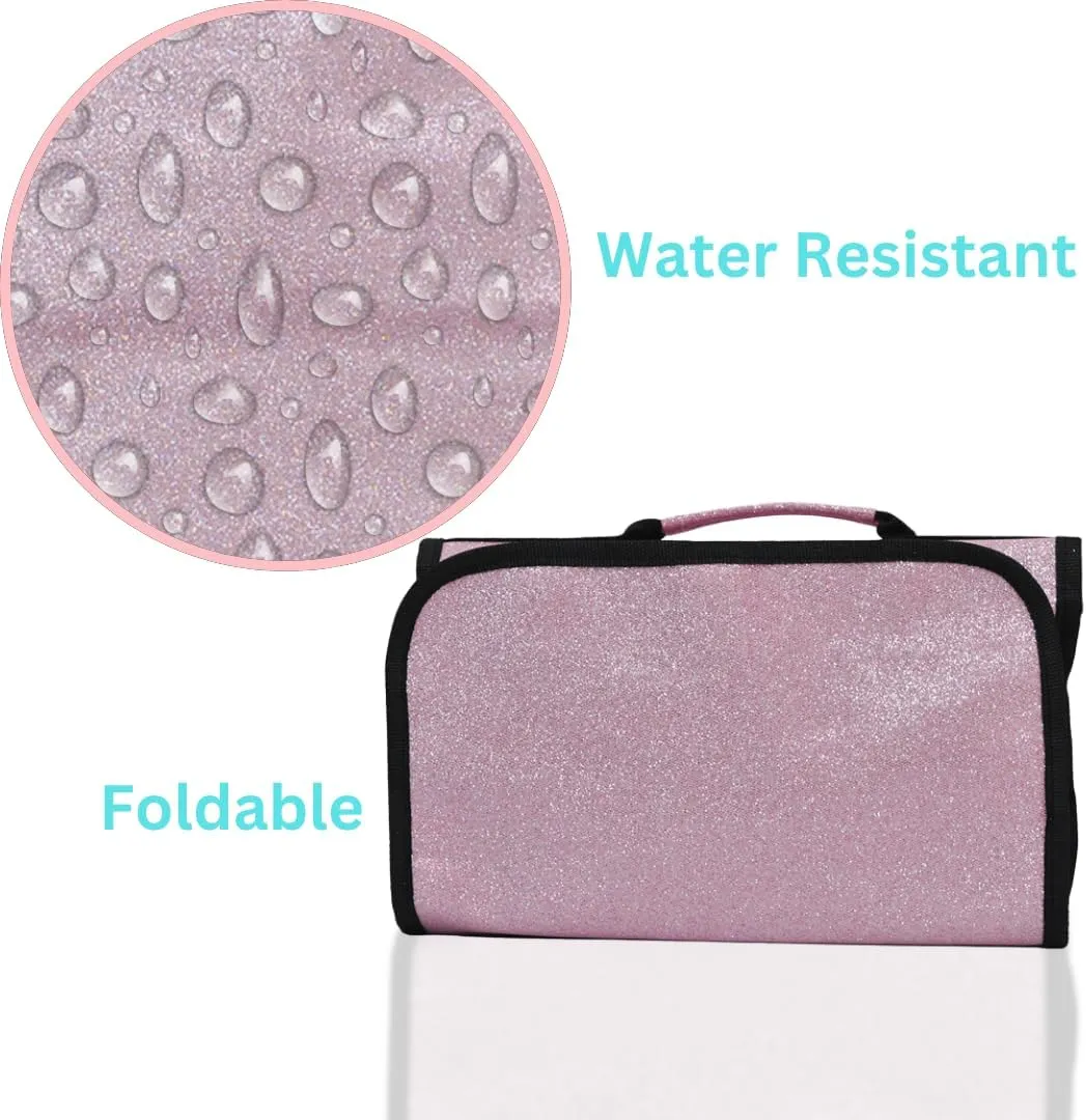 NGIL Glitter Travel Hanging Toiletry Bag for Cheerleaders and Dance Teams, Toiletry Organizer and Toiletry Bag for Women, Cosmetic Travel Bag(Glitter-Pink)