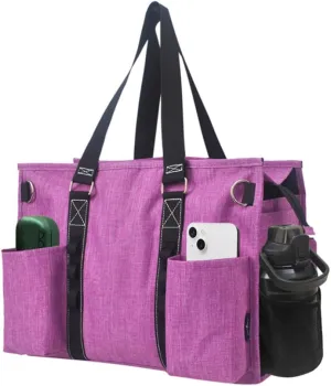 NGIL Utility Water Resistant Zippered Lined Tote Bag,Multi Pocket Organizer, Work Tote Bags for Women, Nurse Tote,Nurse Gift