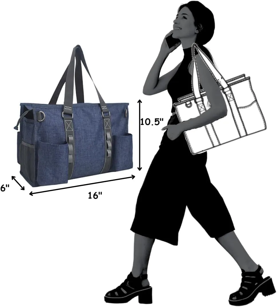 NGIL Utility Water Resistant Zippered Lined Tote Bag,Multi Pocket Organizer, Work Tote Bags for Women, Nurse Tote,Nurse Gift