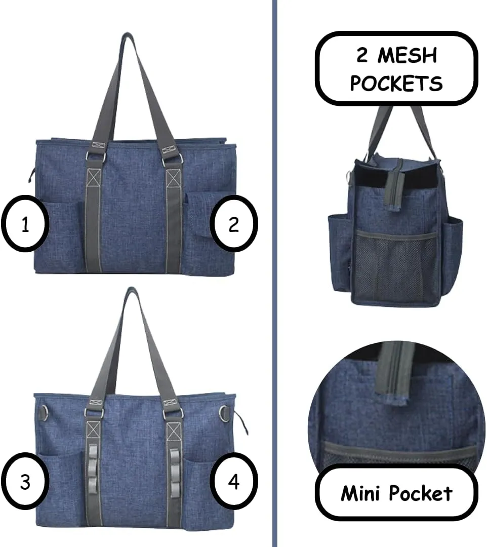 NGIL Utility Water Resistant Zippered Lined Tote Bag,Multi Pocket Organizer, Work Tote Bags for Women, Nurse Tote,Nurse Gift