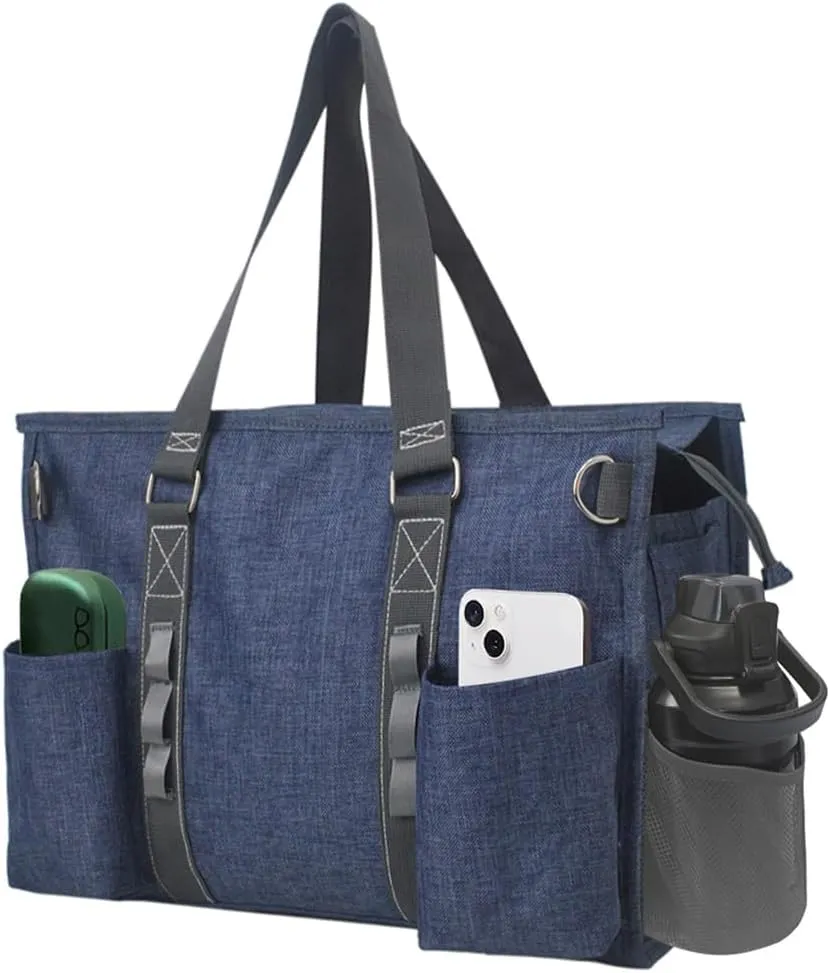 NGIL Utility Water Resistant Zippered Lined Tote Bag,Multi Pocket Organizer, Work Tote Bags for Women, Nurse Tote,Nurse Gift