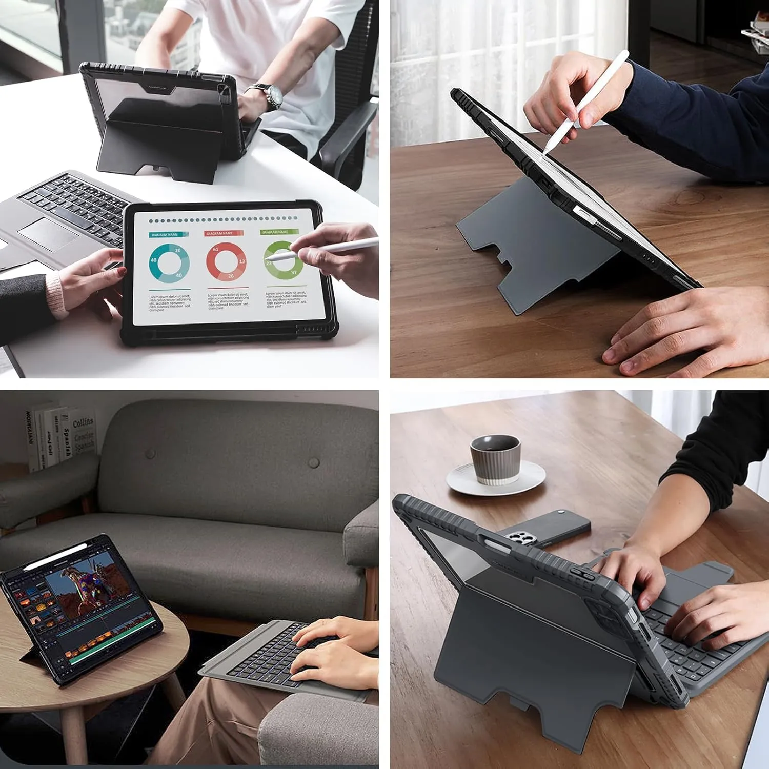 Nillkin for iPad A16 11th/iPad 10th Generation Case with Keyboard 10.9 Inch, Slide Camera Cover, 7-Color Backlit Detachable Stand Keyboard for iPad 10th Generation, Multi-Touch Trackpad, Mini Laptop