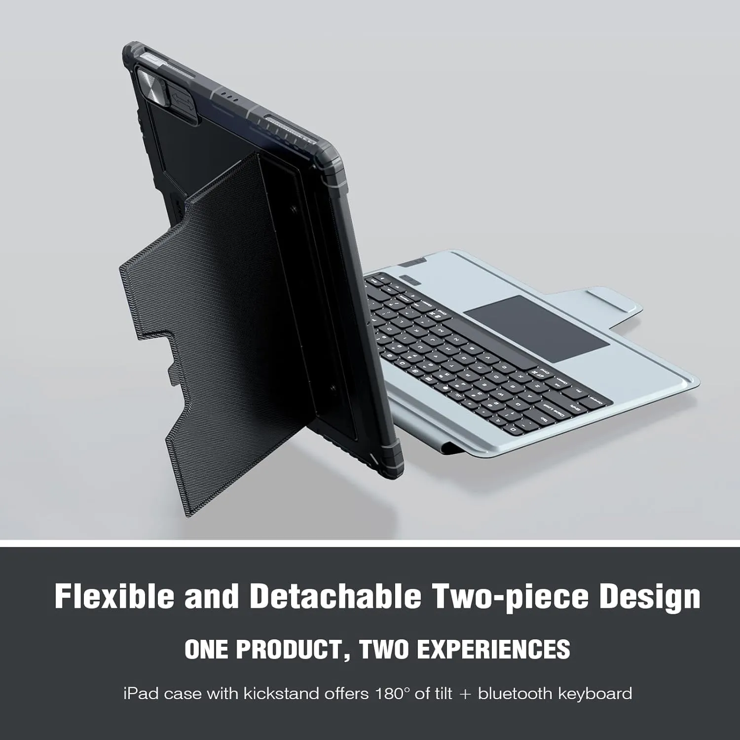 Nillkin for iPad A16 11th/iPad 10th Generation Case with Keyboard 10.9 Inch, Slide Camera Cover, 7-Color Backlit Detachable Stand Keyboard for iPad 10th Generation, Multi-Touch Trackpad, Mini Laptop