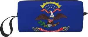 North Dakota State Flag print Multi-Purpose Cosmetic Bag with Zipper Canvas Makeup Bag, Travel Toiletry Pouch, Pencil Bag